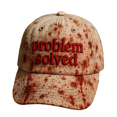 Docreld Unisex Casual Dark Blood Stain Hat Problem Solved Bloody Cap Im The Problem Hat Problem Solved Bloody Shirt Halloween Hat Horror Hat Ball Cap Halloween Horror Costume Prop