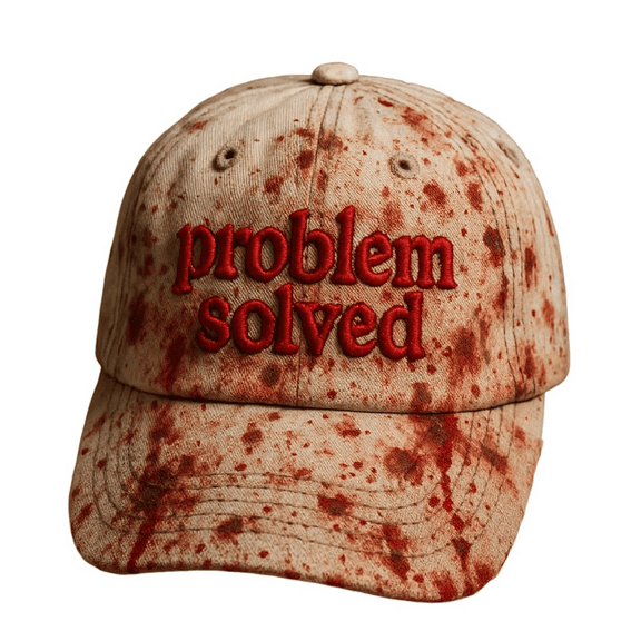 DOCRELD Unisex Casual Dark Blood Stain Hat Problem Solved Bloody Cap,Im The Problem Hat,Problem Solved Bloody Shirt,Halloween Hat,Horror Hat, Ball Cap Halloween Horror Costume Prop