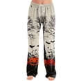 thumbnail image 4 of Zorvxlyn Halloween Women Pajama Pants Ghost Jack-O Bat Print Women's Pajama Bottoms Drawstring Elastic Waist Womens Lounge Pants, 4 of 6
