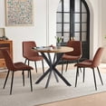 thumbnail image 3 of NORDICANA 37" Round Dining Table Set, Mid Century Modern Round Dining Table for 4 Person, Coffee Table for Kitchen Dining Room, Office, Save Space (1 Table with 4 Brown Chairs), 3 of 10