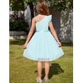 thumbnail image 4 of Oudiya Girls Spring One Shoulder Dresses Ruffle Sleeveless Formal Birthday Party Tulle Belted Dress for Kids 4-12Y, 4 of 6
