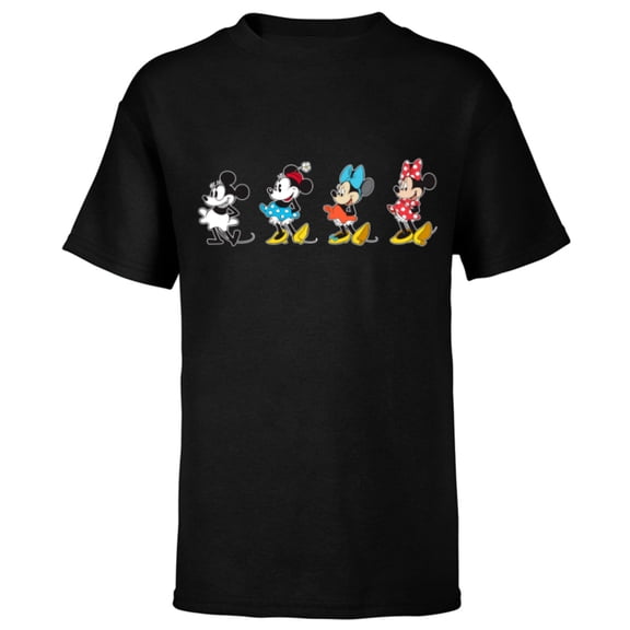 Disney Minnie Mouse Through the Ages - Short Sleeve T-Shirt for Kids - Customized-Black