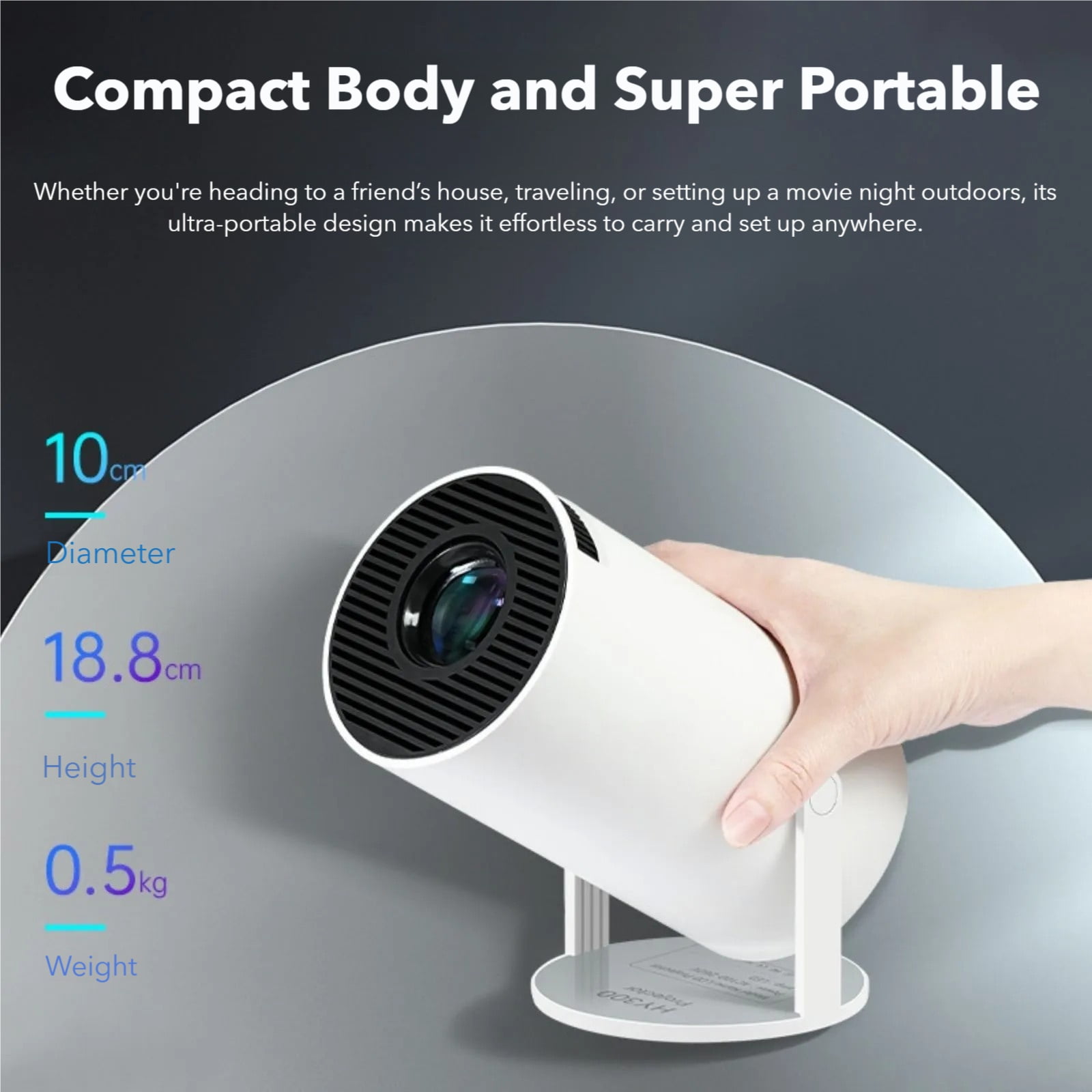 Lumi Beam Projector, 4K UHD LumiBeam Portable Projector with WiFi and Bluetooth, 180° Rotatable Auto Keystone Correction, Eye-Friendly Design, for Reading, Playing, Home Theater