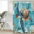 thumbnail image 2 of Blue Green Coastal Shower Curtains for Bathroom Waterproof Fabric Bath Curtains Decor Bath Tub Curtain Sea Turtle Ocean Retro Decorative Shower Curtain Sets with 12 Hooks, 72x72 Inch, 2 of 6