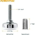 thumbnail image 5 of POWERTEC 8PK Threaded Leveling Feet with 3/8"-16 Threaded Inserts, Heavy Duty Adjustable Furniture Levelers with Large Nylon Foot for Cabinets, Benches, Tables & More (71189-P2), 5 of 7