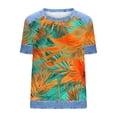 thumbnail image 4 of Tops de Manga Corta para las Mujeres Encaje Suelto Cuello Redondo Casual Color Sólido Blusa Camiseta Tops Sueltos, 4 of 5