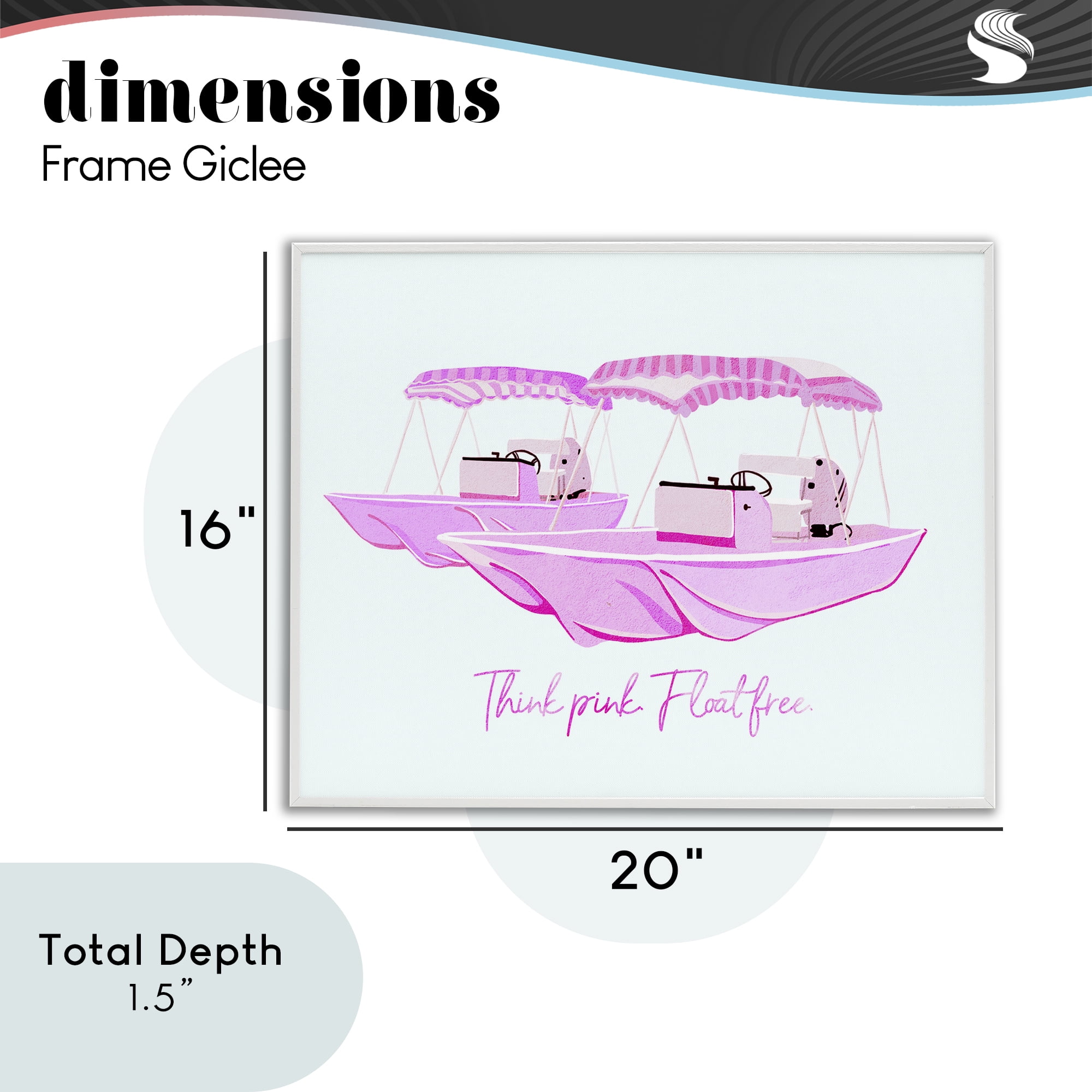Think Pink Float Free Boats White Framed Giclee Art, design by Ziwei Li