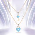 thumbnail image 3 of 1 par de collares con colgante de pareja, cadena de clavícula en corazón romántico para amantes Azul Zulema Pareja colgante collares, 3 of 6