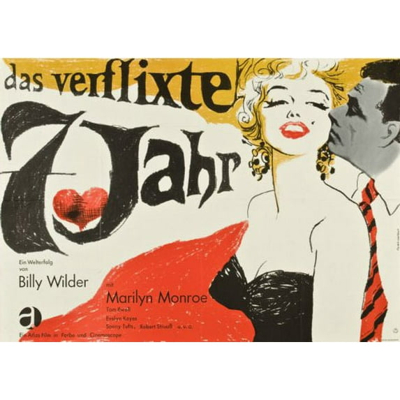 Seven Year Itch Movie Poster 25x36 German Art Poster 24x36 Multi-Color Square Adults Best Posters