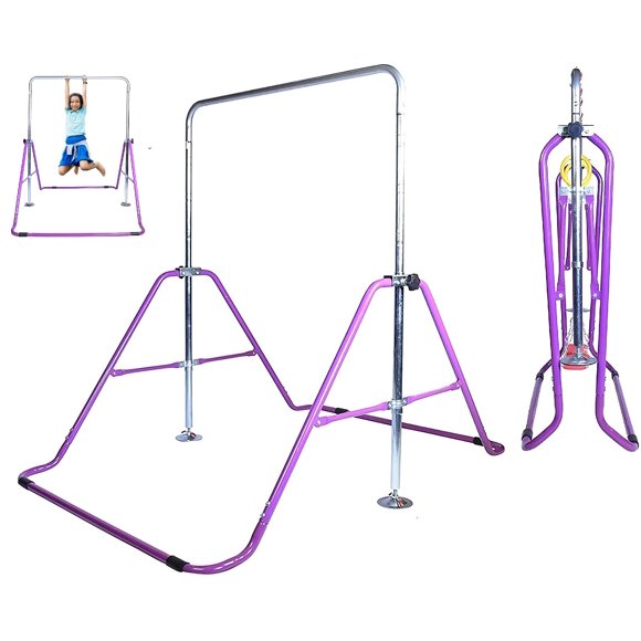 GymPro Barre de Gymnastique Enfants Entraînement à Domicile Barre Kip Extensible Barre Kip Horizontale Pliable Équipement de Gym à Domicile Garçons Filles Junior Entraînement de Gymnastique Gymnase Jungle Barre de Singe Terrain de Jeu Barre de Gymnastique Violet