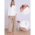 thumbnail image 2 of DARING DIVA Women's Long Sleeve Button Down Ruffled Collar Pleated Trim Top XS White, 2 of 6
