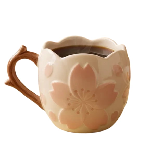 Sunflower Shaped Ceramic Coffee Mug with Floral Design and Ergonomic Handle for Home Office Tea Milk Water Use