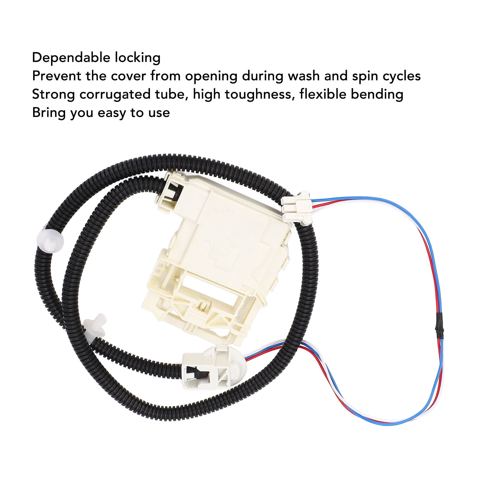 BIMZUC Washing Machine Lid Lock Switch Assembly Replacement for WH08X32657 WH08X31222 Heavy Duty Washer Lid Lock with Wire Harness and 2 Fastening Straps (6.3 x 4.3 inches / 16 x 11 cm)