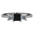 thumbnail image 2 of Dazzlingrock Collection 1.00 Carat (ctw) 14k Princess Cut Black and White Diamond Ladies Bridal 3 Stone Engagement Ring 1 CT, White Gold, Size 5, 2 of 3
