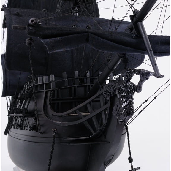 Black Pearl Pirate Ship Large With Table Top Display Case Model Display