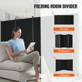thumbnail image 6 of VEVOR Room Divider, 4 Panel Room Divider, Folding Privacy Screen and Portable Partition Divider for Room Separation, Freestanding Room Partitions for Office, Bedroom, Study, Black, 6 of 10