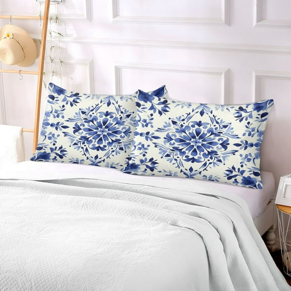 Pillow Case Plush Pillow Design Blue Flowers Art Pattern Case standard size/King size/Queen size Bed Pillow Pillowcases