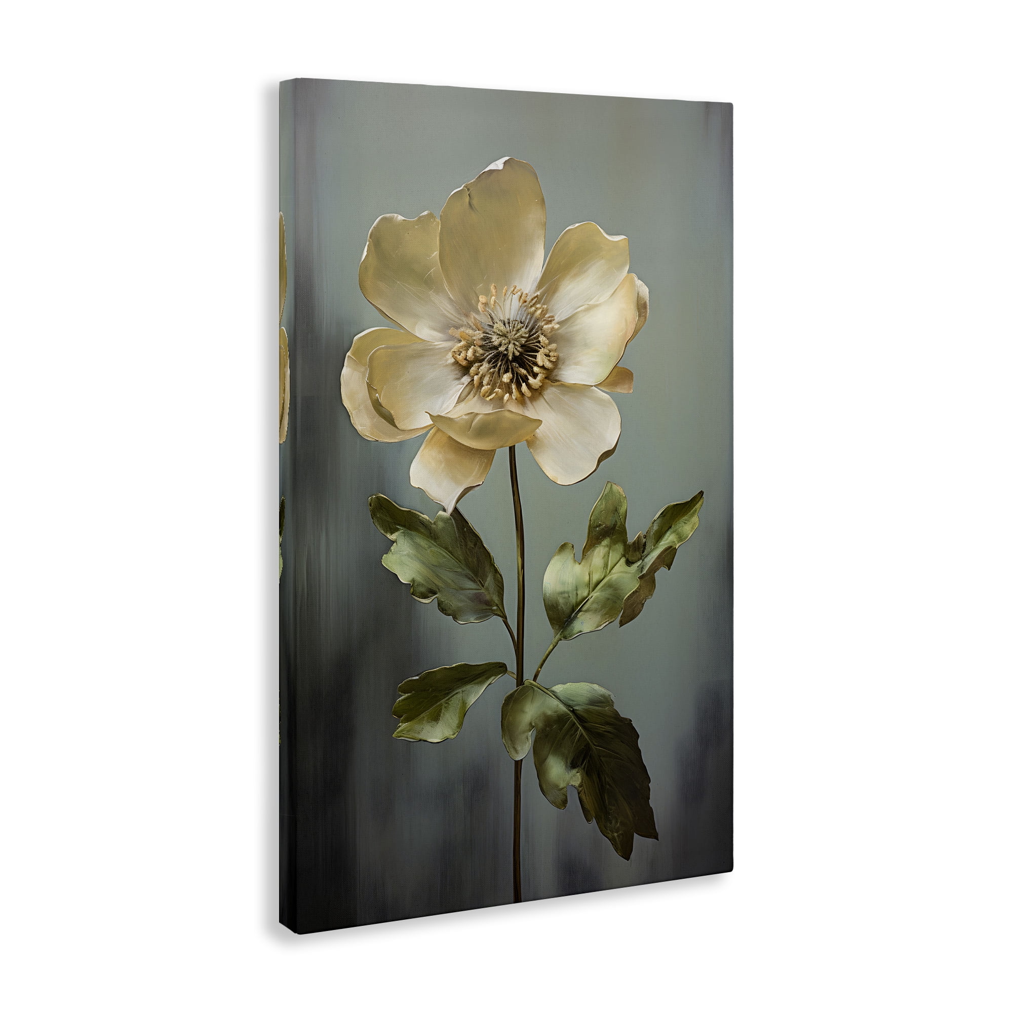 Stupell Industries White Floret Bloom Botanical & Floral Painting Gallery Wrapped Canvas Art Print Wall Art, 30 x 45