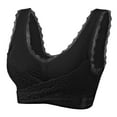 thumbnail image 2 of Sports Bras for Women Plus Size Front Cross Lace Trim Side Closure Seamless Wireless Push Up Bralettes Workout Yoga Bra, 2 of 4