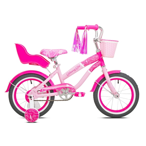 14" Getaway Girl, Girls Training Wheel Bicycle, Pink