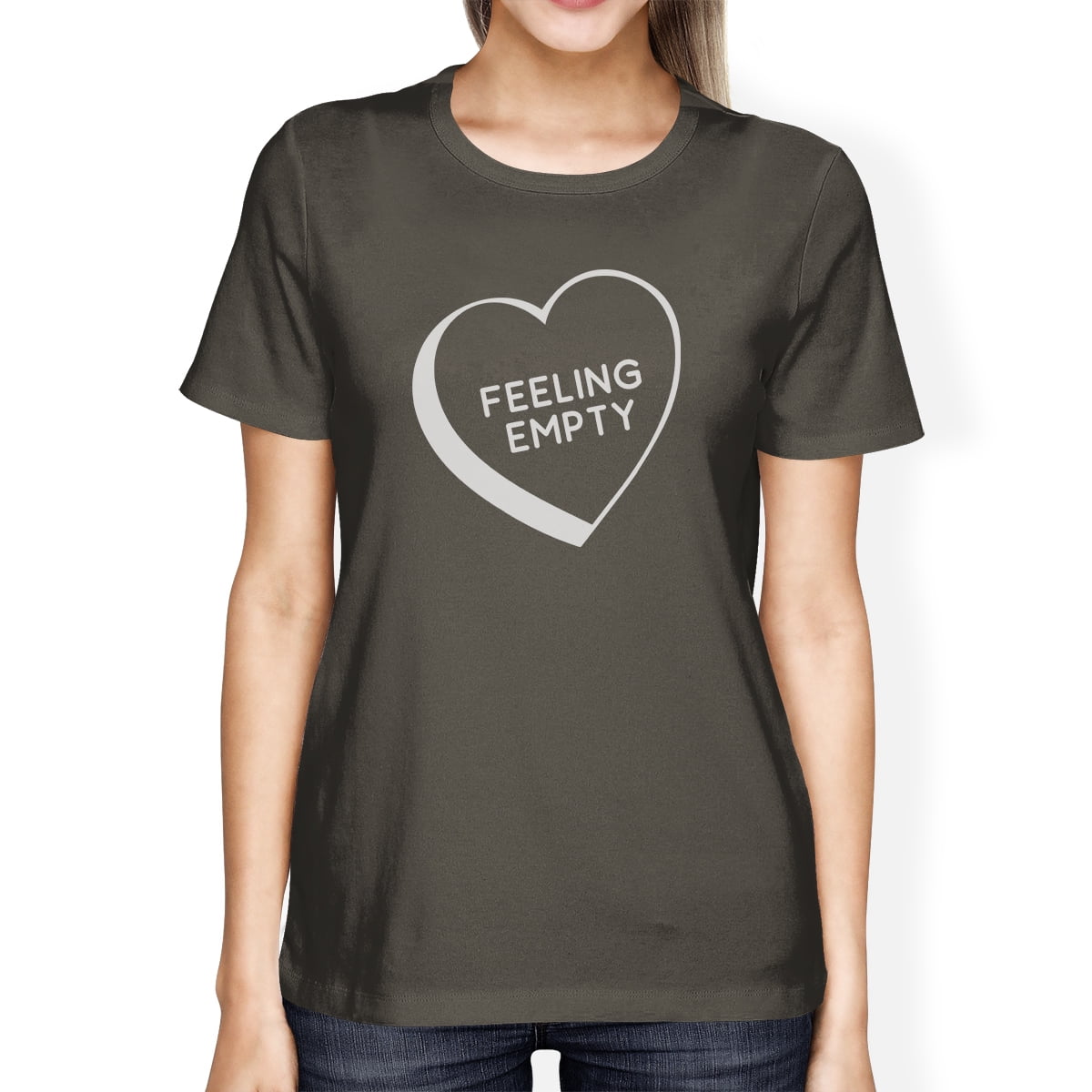 Feeling Empty Heart Dark Grey Graphic Tee Cute Design T Shirt - Walmart.com