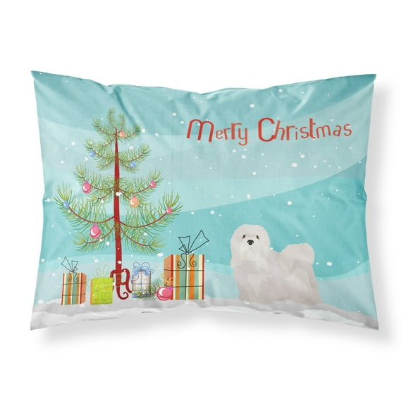 Carolines Treasures CK3469PILLOWCASE White Lhasa Apso Christmas Tree Fabric Standard Pillowcase Standard multicolor