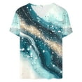 thumbnail image 3 of V-neck Casual Printed Summer T-shirt for Women 2025 Short Sleeve Baggy Pullover Tops Comfy Flowy Resort Outfits, 3 of 5