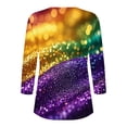 thumbnail image 4 of BiZtdJrK 2025 Mardi Gras Shirt for Women New Orleans Carnival Theme Outfits 3/4 Sleeve V Neck Blouse Tshirt Parade Costume Tops Purple S Big Sale Days, 4 of 6