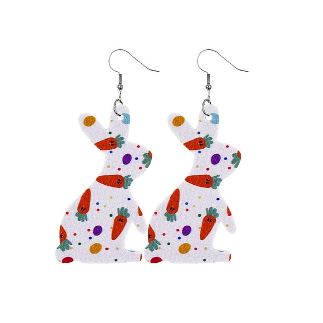 Creative Easter Leather Earrings Colorful Eggs Party Rabbit Happy Easter Day Decor Bunny Ester Parti Girls Gifts, Style 22