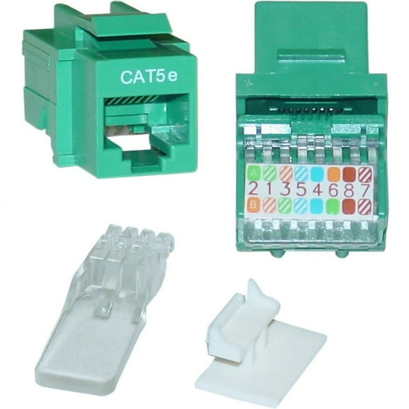 Cable Wholesale Cat5e Keystone Jack, Green, Toolless, RJ45 Female