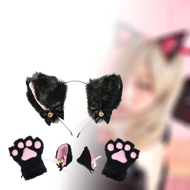 Diadema con de gato sintética y de garra para 3 PIEZAS Colcomx cintas para el pelo con orejas de gato