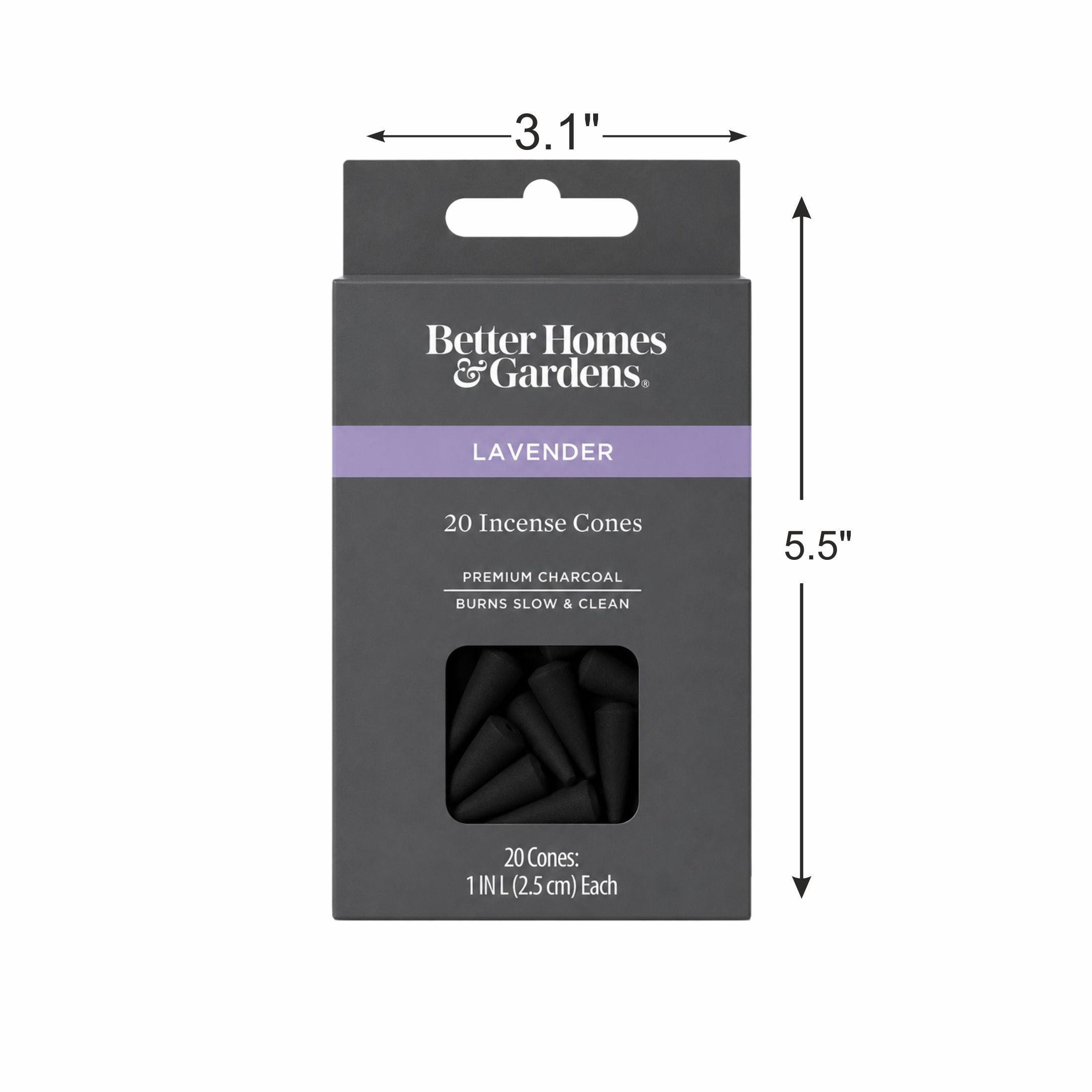 Better Homes & Gardens 1" Premium Charcoal Incense Cones, Lavender, 20 Pack