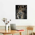 thumbnail image 3 of Nawypu Large  Wall Decor The Lion King and Queen with Crown Wall Art African Wild Animals Canvas Prints Pictures Black and White Modern Giclee Framed Artwork for Master Room Ready to Hang, 3 of 5
