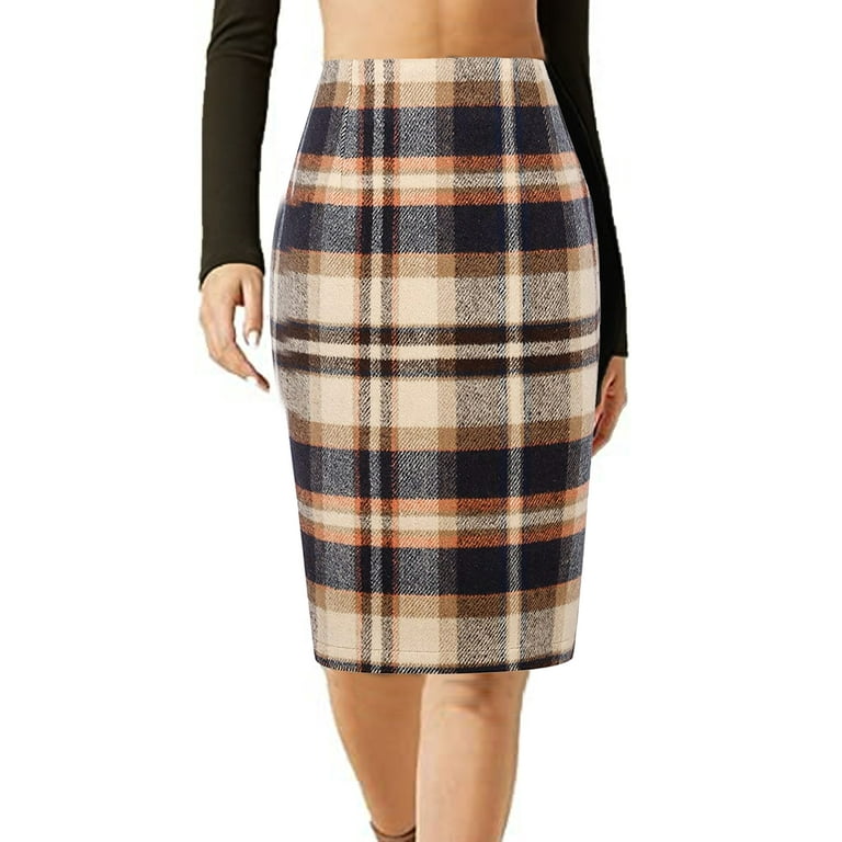 Plaid bodycon midi skirt hot sale