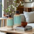 thumbnail image 4 of LuxenHome 2-Piece Ocean Ombre Stoneware Vase Set, 4 of 8