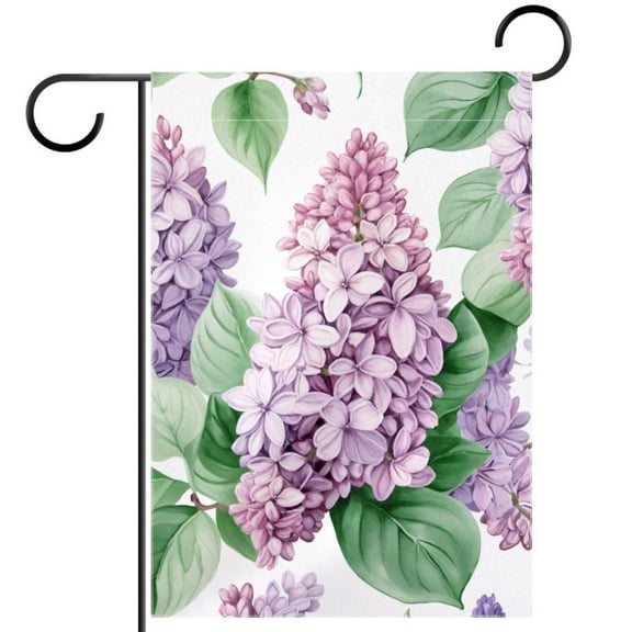 Beautiful Lilacs Seamless Pattern Double Sided Garden Flag Decorative Weather Resistant Yard Flag, Large DIY Vertical Flag for Farmhouse Patio Lawn, 28x40 Inch