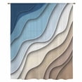 thumbnail image 2 of Navy Blue Brown Ombre Sheer Curtains 45 Inches Long, Modern Geometric Abstract Cream Light Filering Curtains, Breathable Simi Curtain Privacy Drapes for Kitchen Bathroom Small Window Treatment, 2 of 9