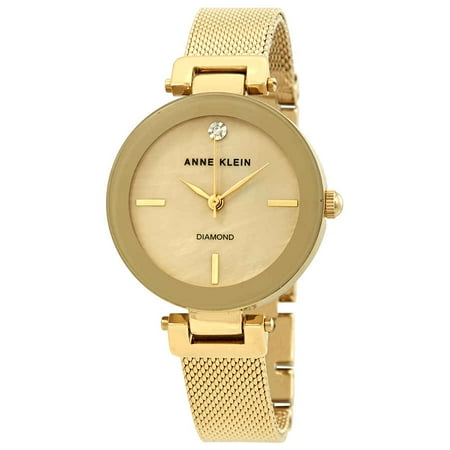 Anne Klein Tie - Anne Klein Tan Mother of Pearl Dial Ladies Watch 2472TMGB