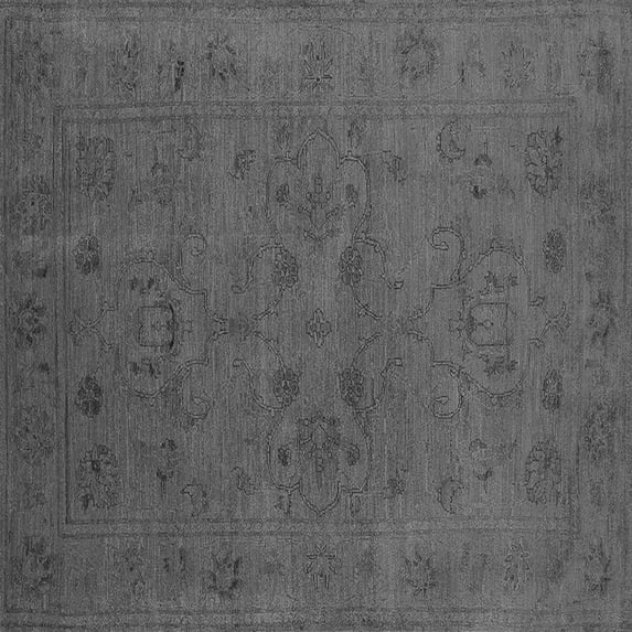Ahgly Company Indoor Square Oriental Gray Industrial Area Rugs, 5' Square