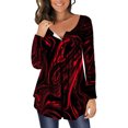 thumbnail image 1 of ICHUANYI Liquidación Blusa casual de manga larga con botones abiertos y cuello redondo, ajuste holgado, plisada, blusa con estampado de Halloween ICHUANYI WER202308245491, 1 of 5