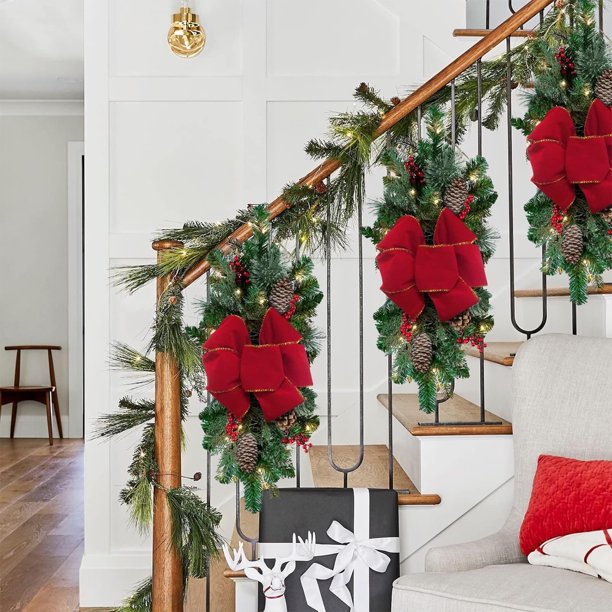Guirnalda Escaleras Puerta Delantera Decoración Navidad Ganfancp