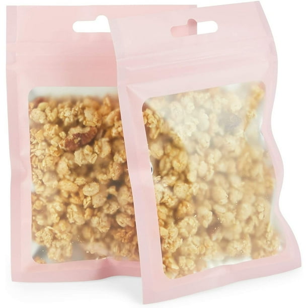 Bolsa de plastico 120 bolsas rosas resellables a prueba de olores, bolsa de plástico transparente para almacenamiento de alimentos y recuerdos de fiesta, 4 x 6 pulgadas Fason HQ-033
