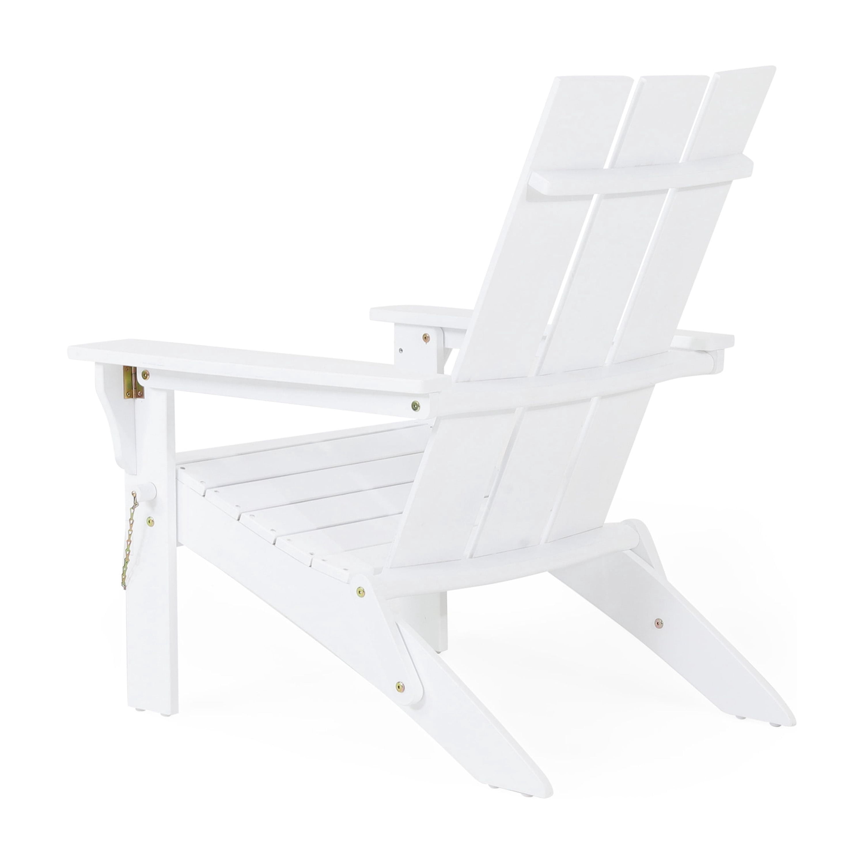 Outdoor Foldable Leisure Lounge Chair, Acacia Wood Casual Rest Chair for Patio Garden, White