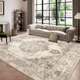 thumbnail image 2 of Area Rug 9x12 Vintage Rug: Large Washable Indoor Medallion Rug Low Pile Distressed Floor Carpet Retro Accent Rug for Living Room Bedroom Kitchen Dining Table Home Office(Taupe, 9'x12'), 2 of 7