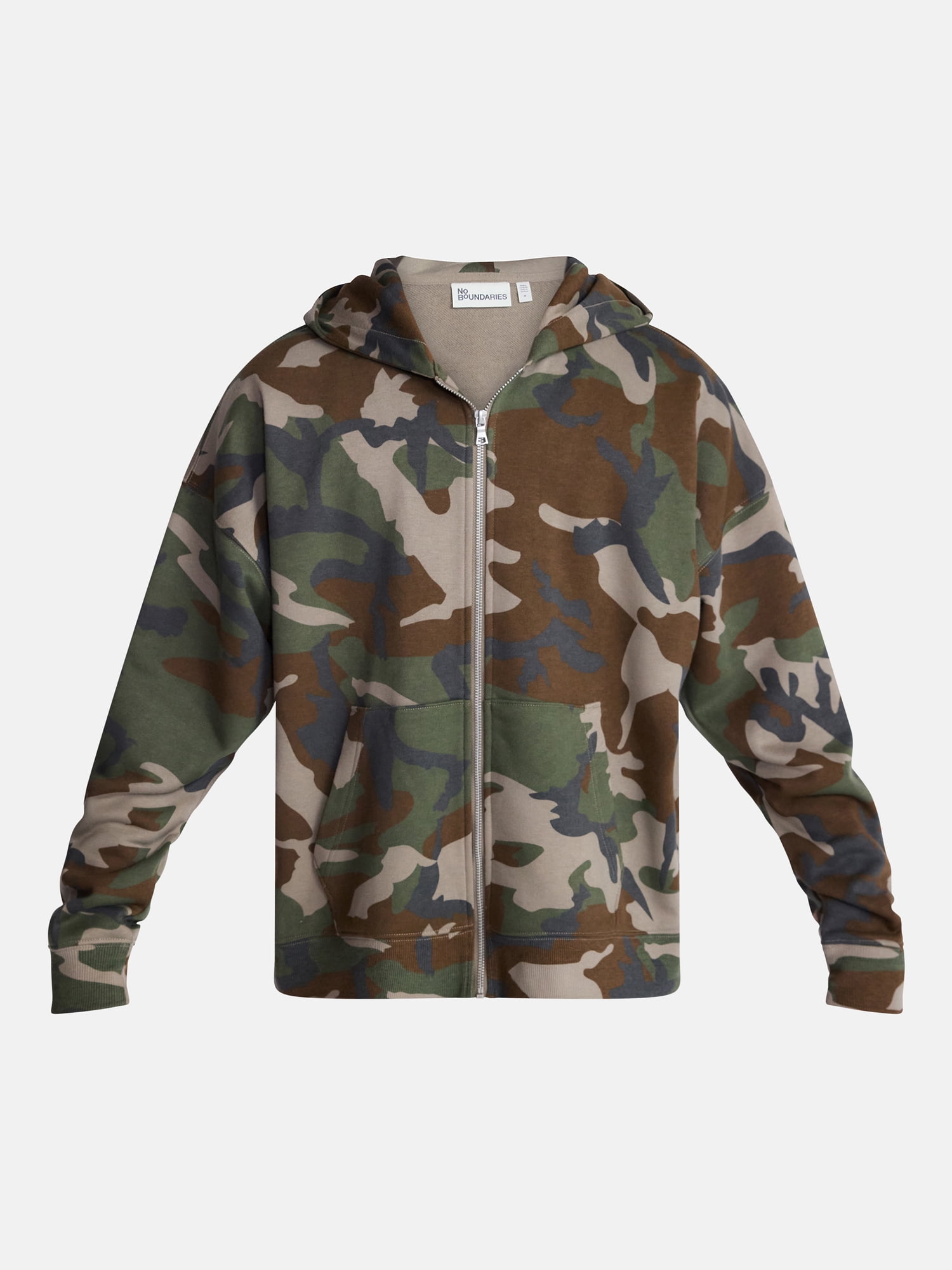 No Boundaries Zip Hoodie with Long Sleeves, Men's XS-4XLT