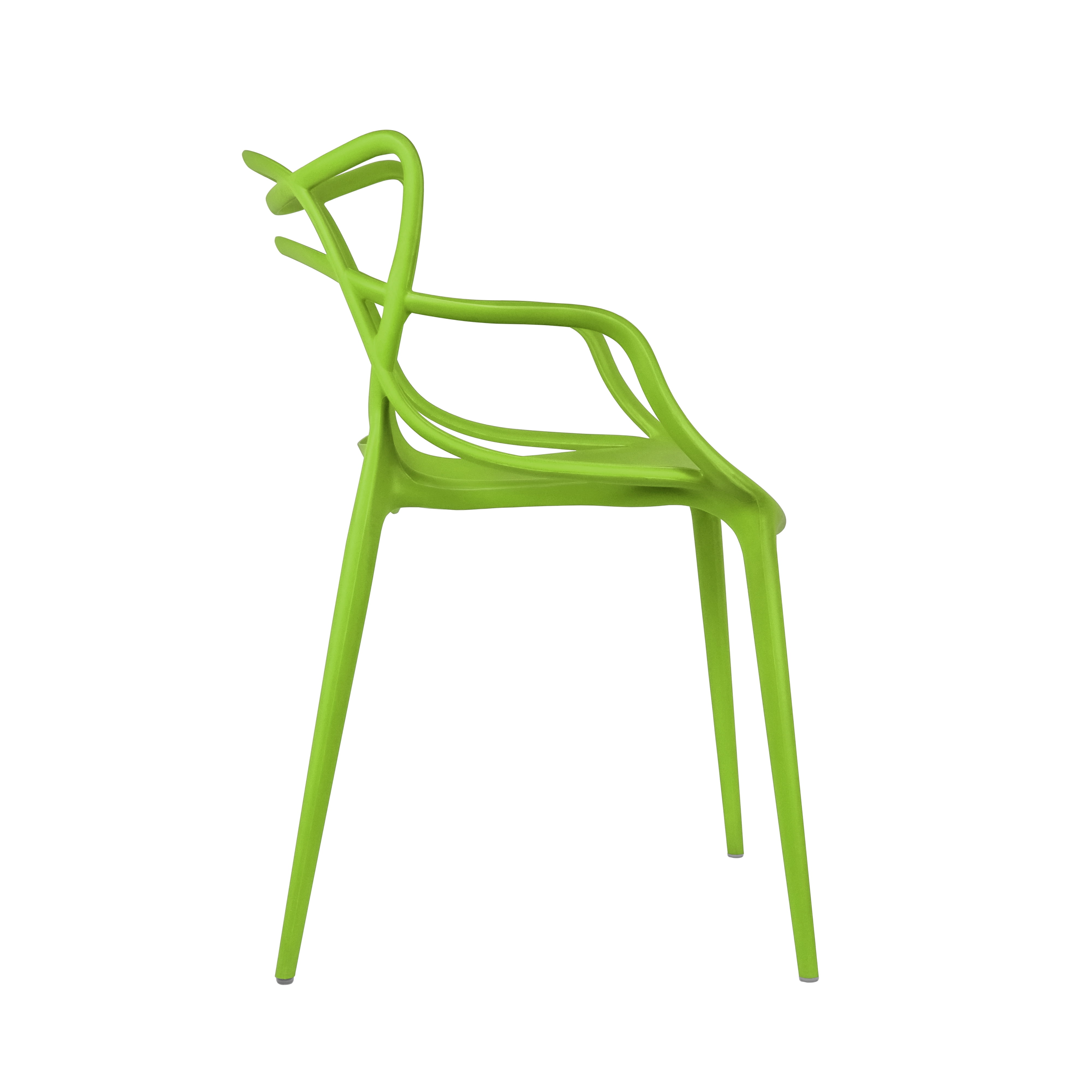 2xhome Set of 2 Modern Contemporary Designer Dining Chairs Molded Plastic Indoor Outdoor Patio Elbow Chairs, Green