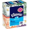 Kleenex Tissues Four Pack, 4 Flat Boxes, 85 White Tissues per Box, 2-Ply (340 Total)