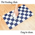 thumbnail image 4 of Checkered Dog Feeding Mat, Absorbent Mats for Dog Food and Water Bowl, Dispenser, Retro Aesthetic Navy Blue Checkerboard Pet Placemat for Dogs, Cats, Puppy, 16" X 24”, 4 of 5