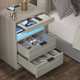 thumbnail image 4 of Afuhokles Nightstand with Wireless Charging Station and LED Lights, Gray Night Stand with 2 Drawers and Open Storage for Bedroom, Bedside Table with Pull-Out Shelf, 4 of 9