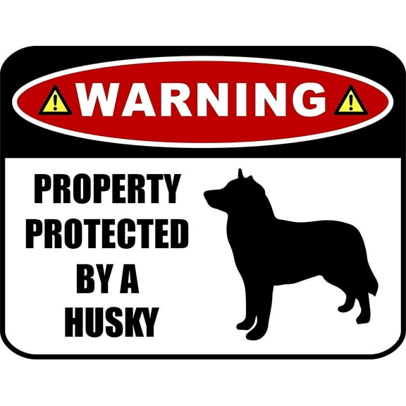 PCSCP Warning Property Protected by a Husky (SILHOUETTE) 11.5 inch x 9 inch Laminated Dog Sign